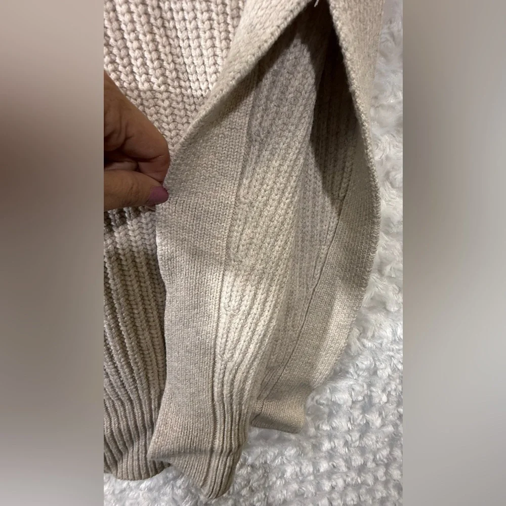 Anthropologie Moth Womens M Beige Ribbed Cable Knit Turtleneck Sweater‎